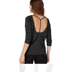 Beyond Yoga Charcoal Long Sleeve Open-Back Top